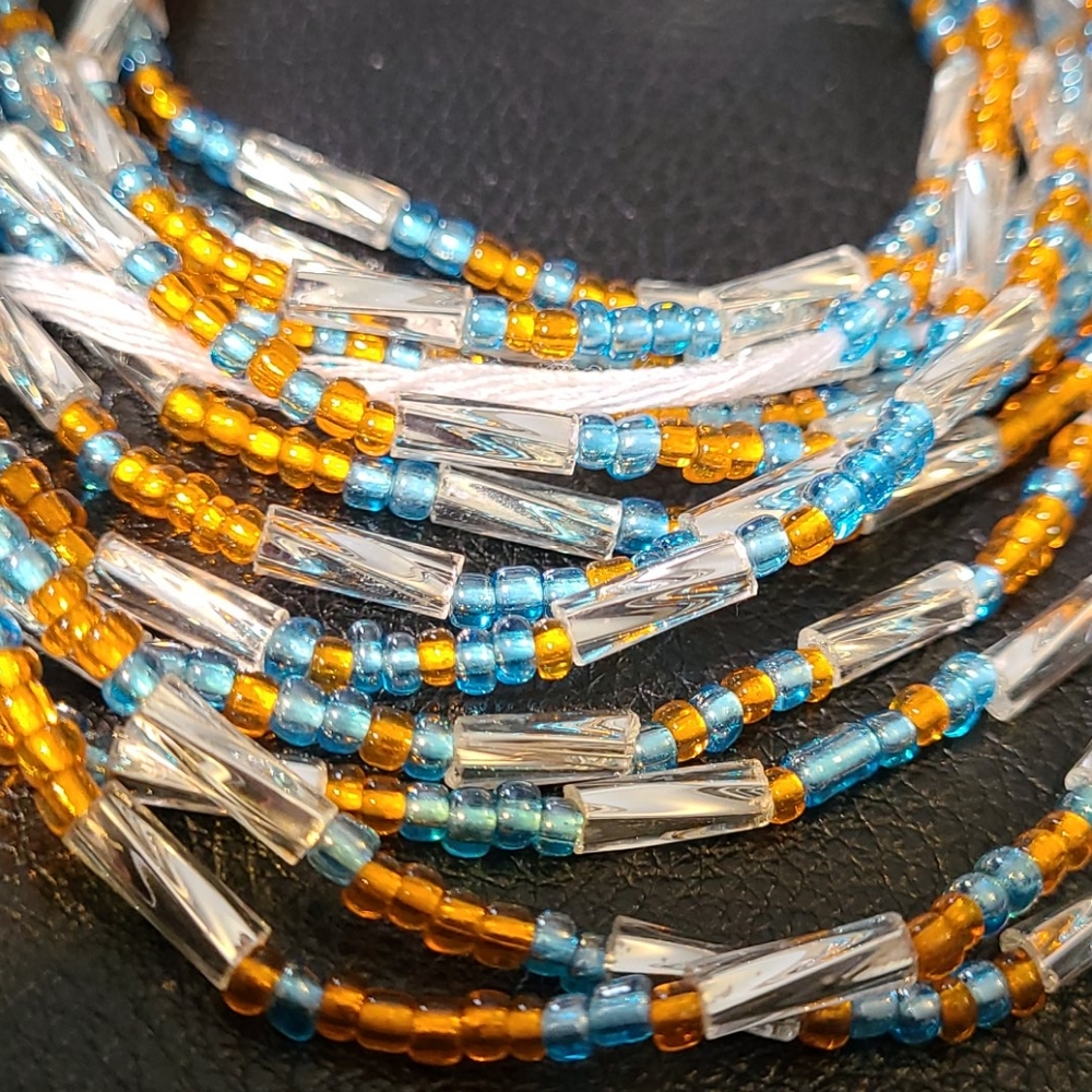 Waist beads Sun in the Sky Orange and Blue - Picture 2 of 2
